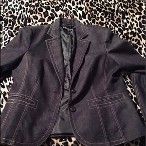 Black denim lined suit.